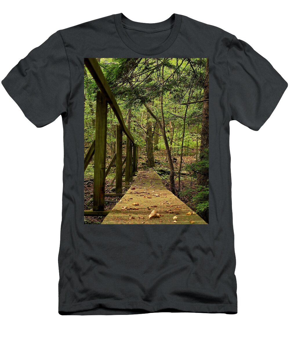 Bridge T-Shirt featuring the photograph I Crossed This Bridge With My Father by Alida M Haslett