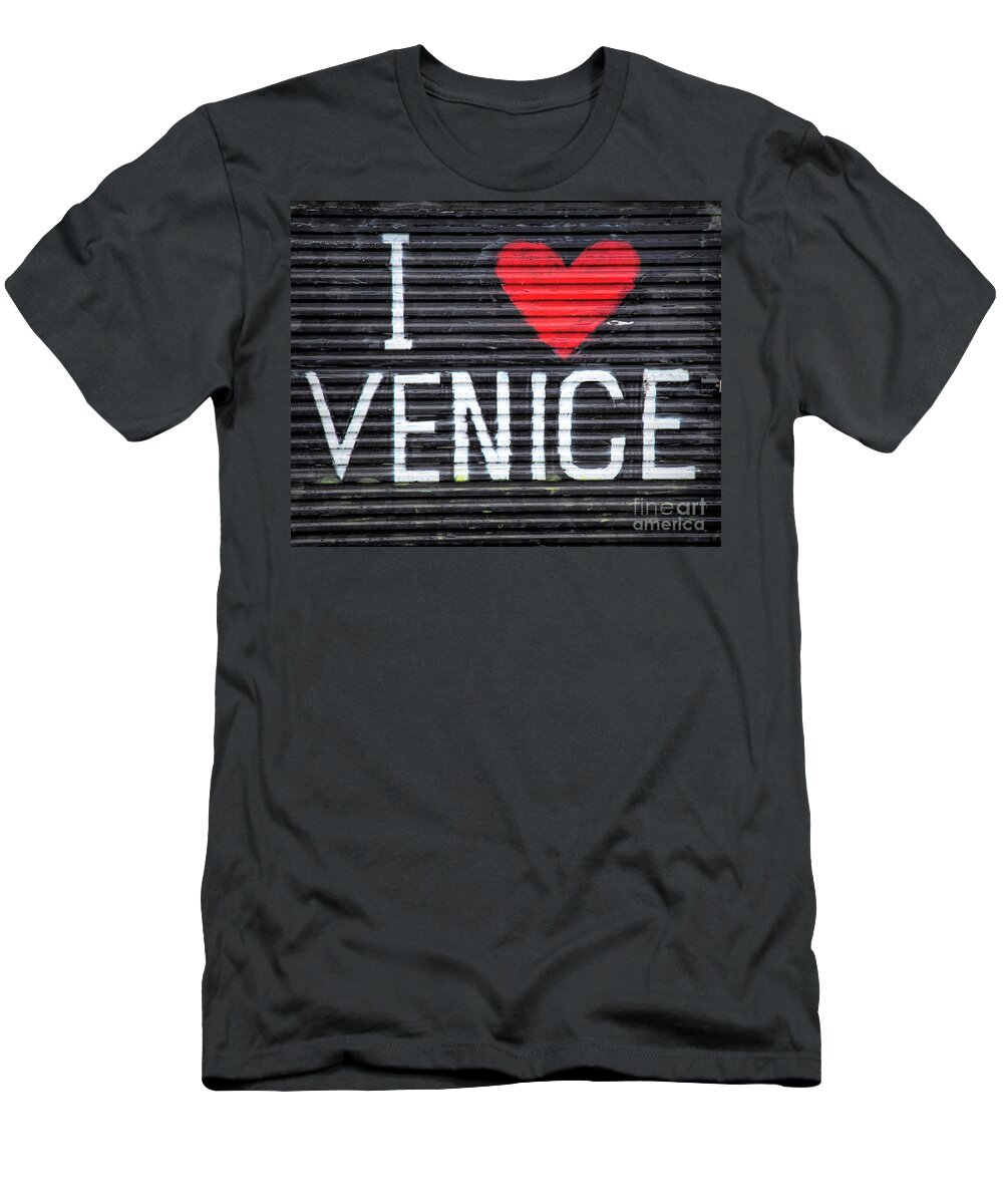 Venice Beach T-Shirt featuring the photograph I Love Venice by Elisabeth Lucas