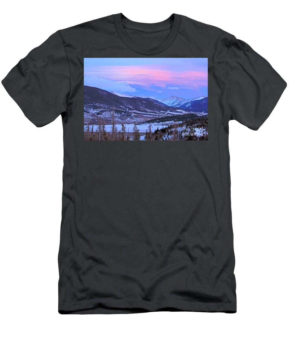 Colorado T-Shirt featuring the photograph Ice Pink Clouds by Paula Guttilla