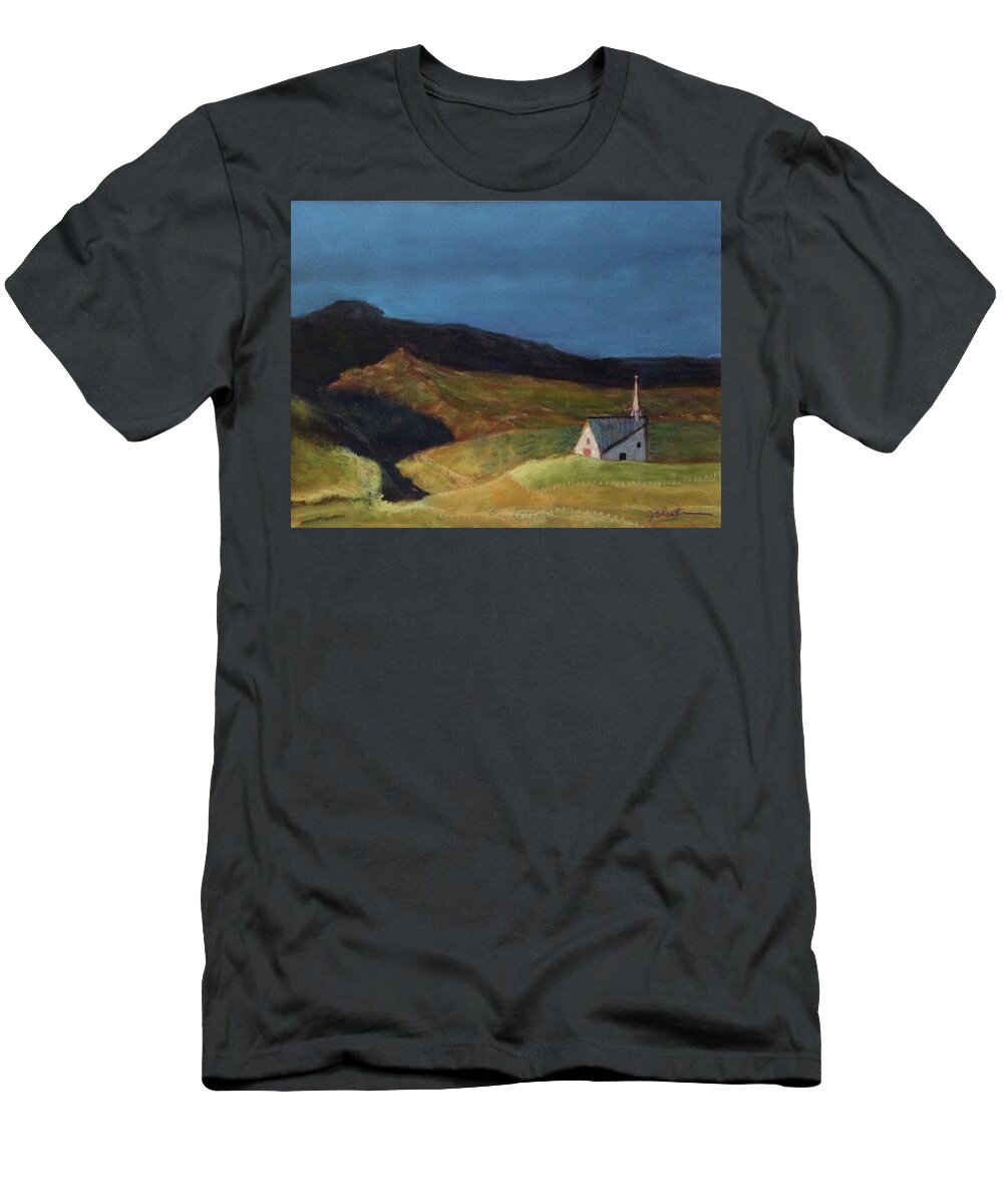Church T-Shirt featuring the painting Icelandic Church by Jan Chesler