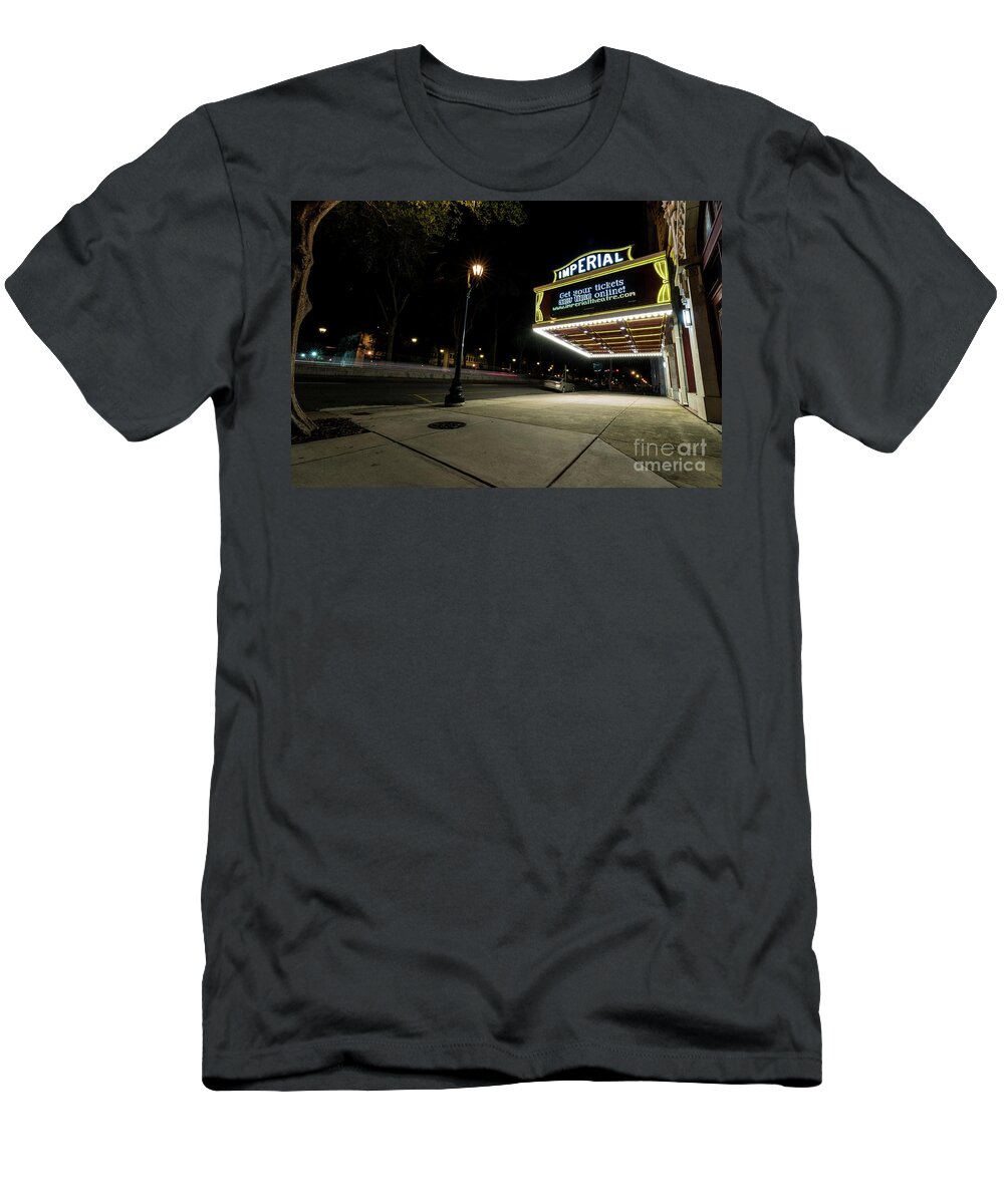 Imperial Theatre Augusta Ga - Downtown Augusta Georgia At Night T-Shirt featuring the photograph Imperial Theatre Augusta GA by Sanjeev Singhal