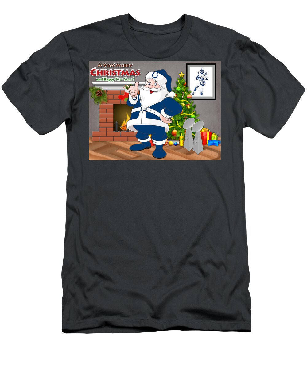 Indianapolis Colts Santa Claus 2 T-Shirt by Joe Hamilton - Fine