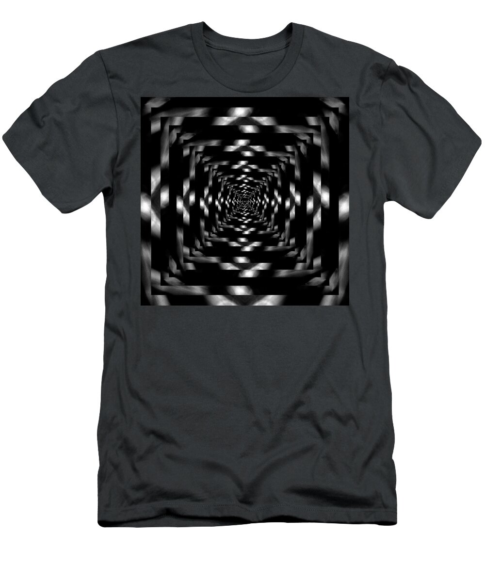 Pine T-Shirt featuring the digital art Infinity Tunnel Raindrop Black and White Reflection by Pelo Blanco Photo