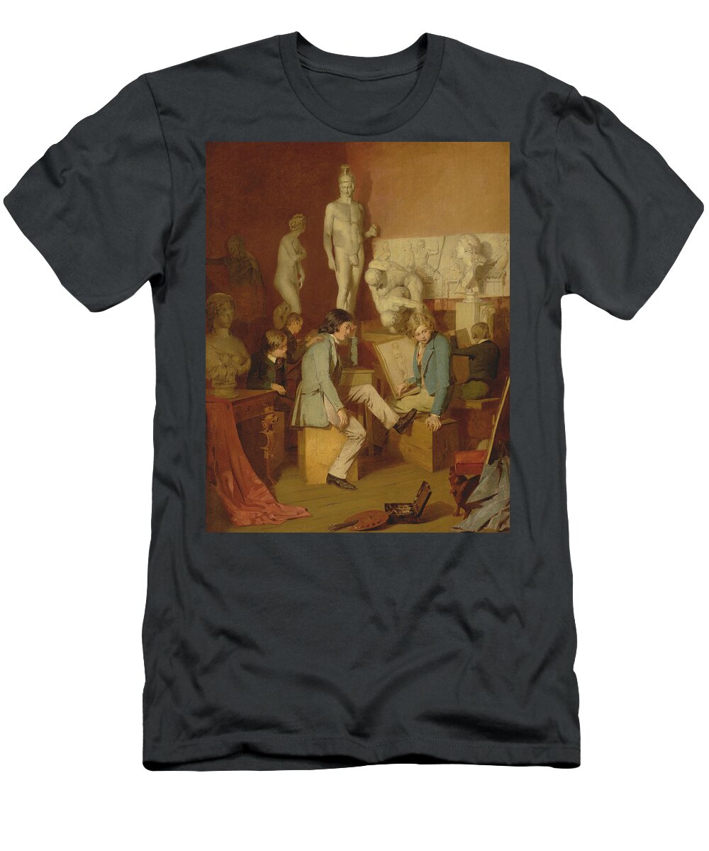 19th Century Art T-Shirt featuring the painting Interior of an Academy - The Critics by William Stewart