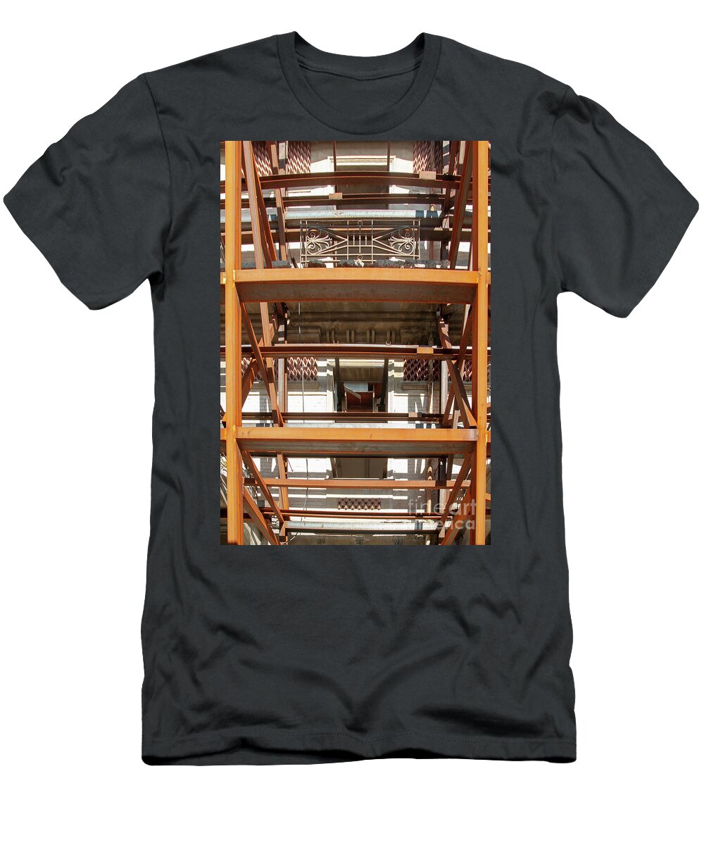 Iron T-Shirt featuring the photograph Iron support Scaffolds f3 by Ilan Rosen