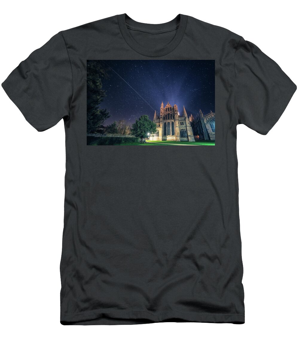 Architecture T-Shirt featuring the photograph ISS over Ely Cathedral by James Billings