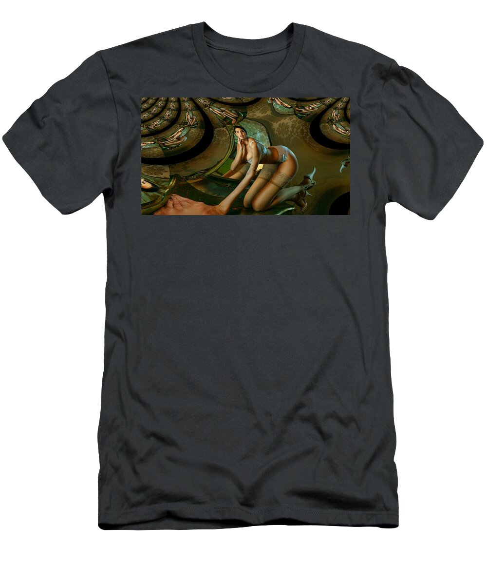 Naked T-Shirt featuring the digital art Jade Forest by Stephane Poirier