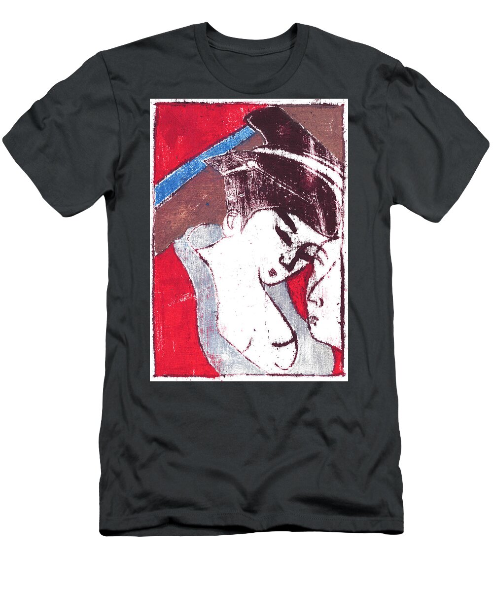 Woman T-Shirt featuring the painting Japanese Print 14 - Erotic Art by Edgeworth Johnstone