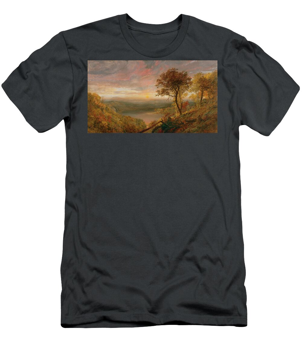 Canvas T-Shirt featuring the painting Jasper Francis Cropsey -Rossville, 1823-Hastings-on-Hudson, 1900-. Greenwood Lake -1870-. Oil on ... by Jasper Francis Cropsey -1823-1900-