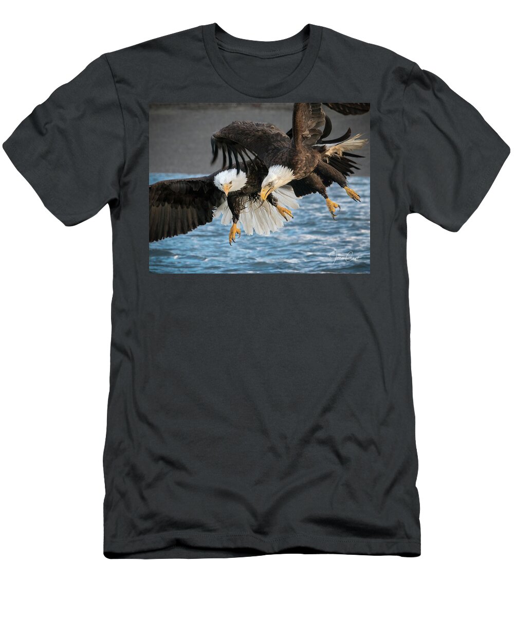 Bald Eagles T-Shirt featuring the photograph Jousting Eagles by James Capo