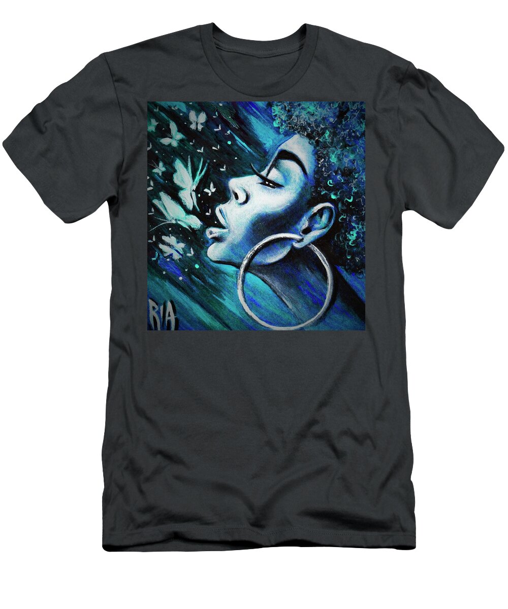 Artbyria T-Shirt featuring the drawing Just Breathe by Artist RiA