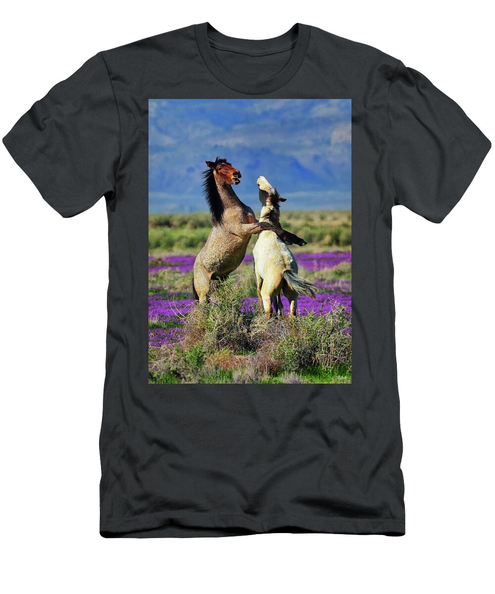 Wild Horses T-Shirt featuring the photograph Just Horsing Around by Greg Norrell