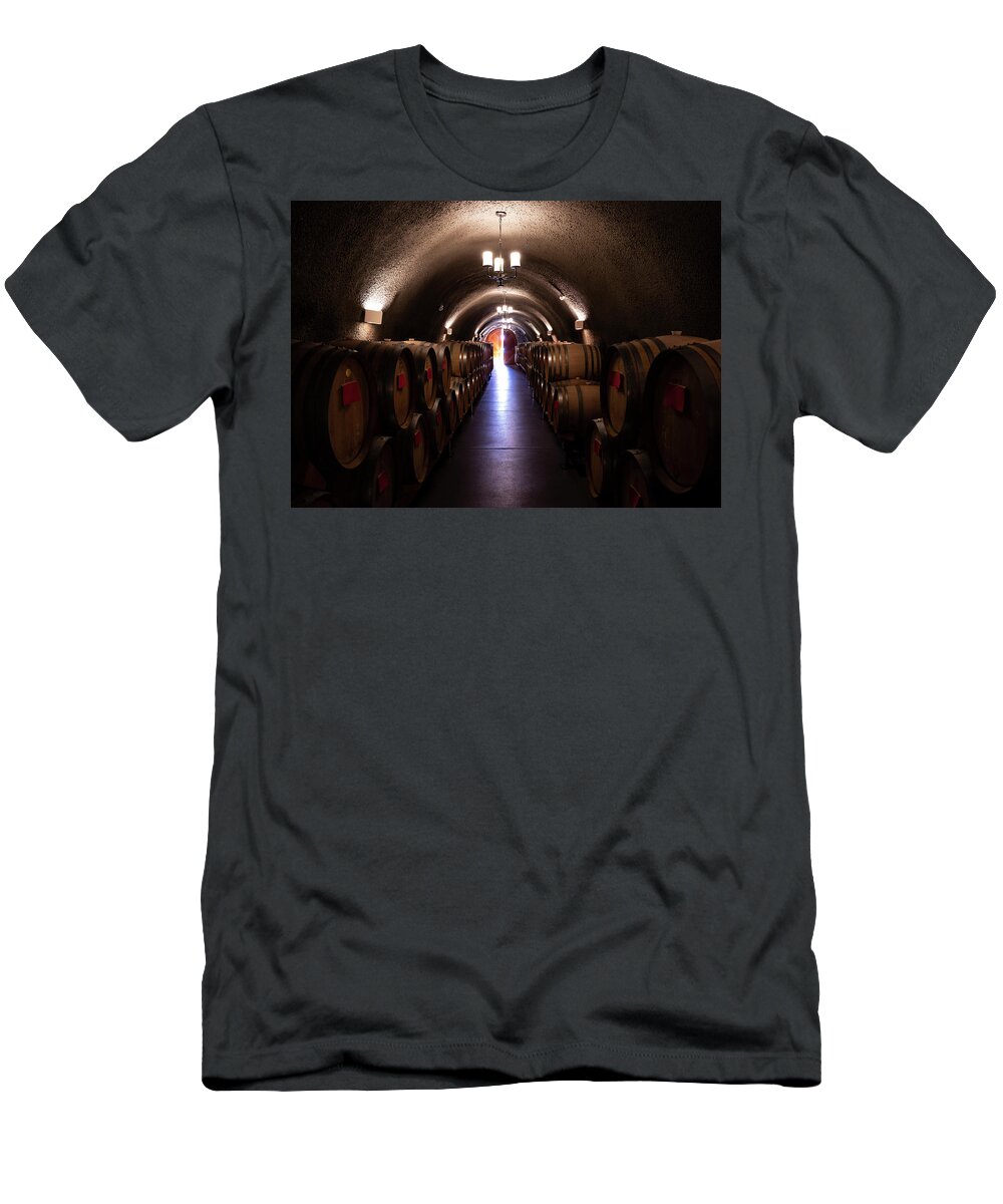Wine T-Shirt featuring the photograph Keg Cave by Steven Clark