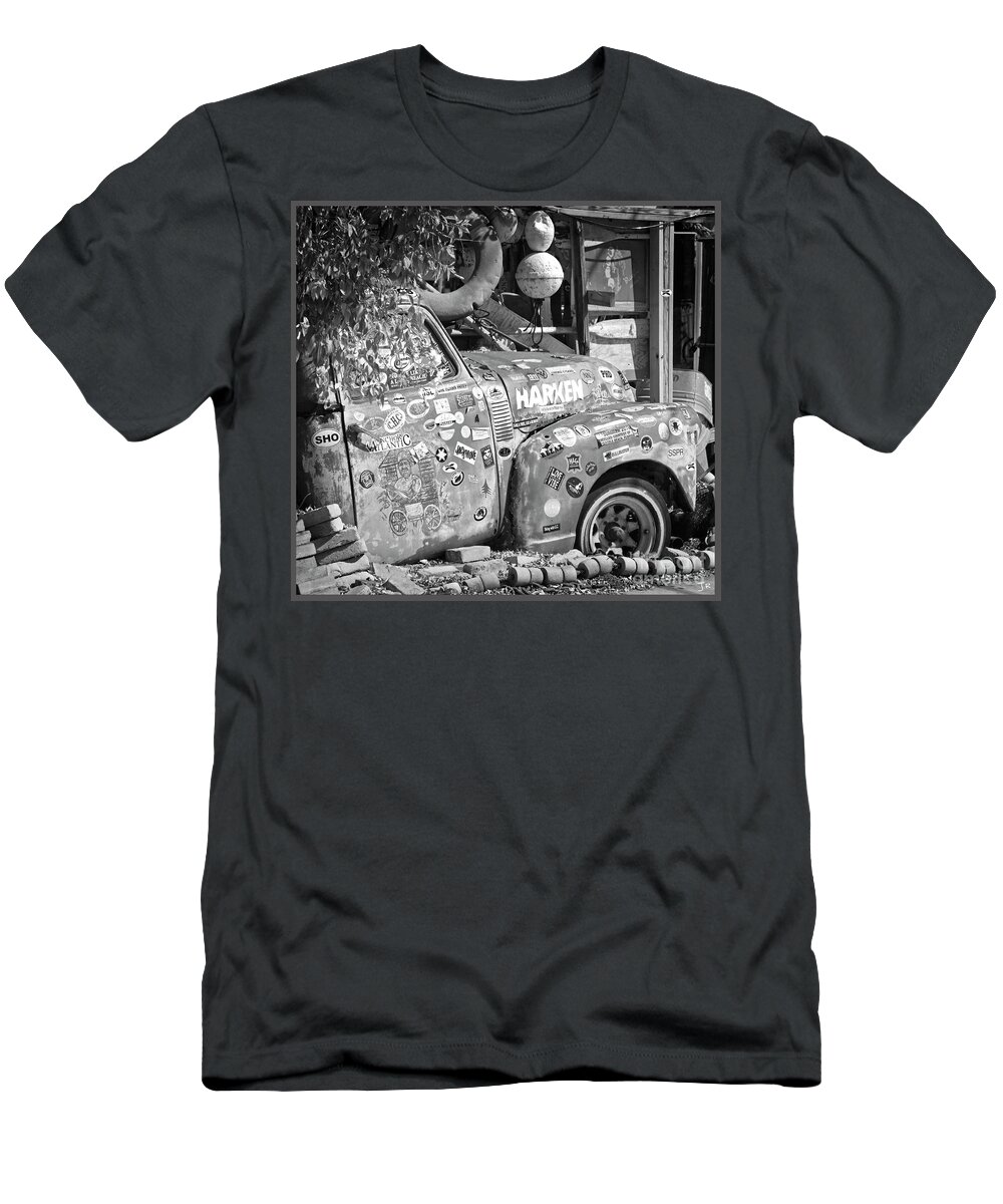 Key West Florida - B O's Fish Wagon Truck Black and White Square T-Shirt by  Lone Palm Studio - Fine Art America