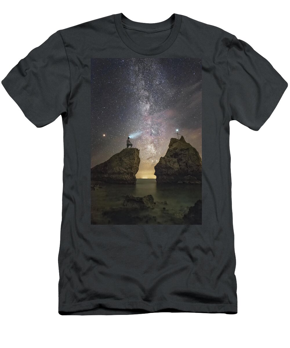 Milky Way T-Shirt featuring the photograph King of the rocks by Elias Pentikis