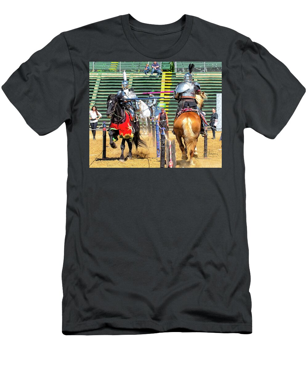 Equine T-Shirt featuring the photograph Knights of Mayhem 01 by Jim Thompson