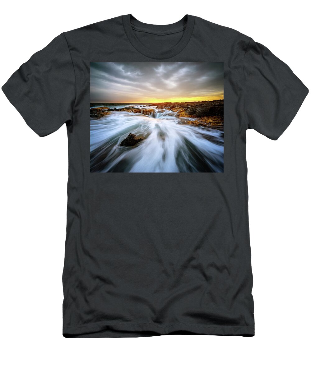 Kona T-Shirt featuring the photograph Kona Blowhole at Sunset by Christopher Johnson