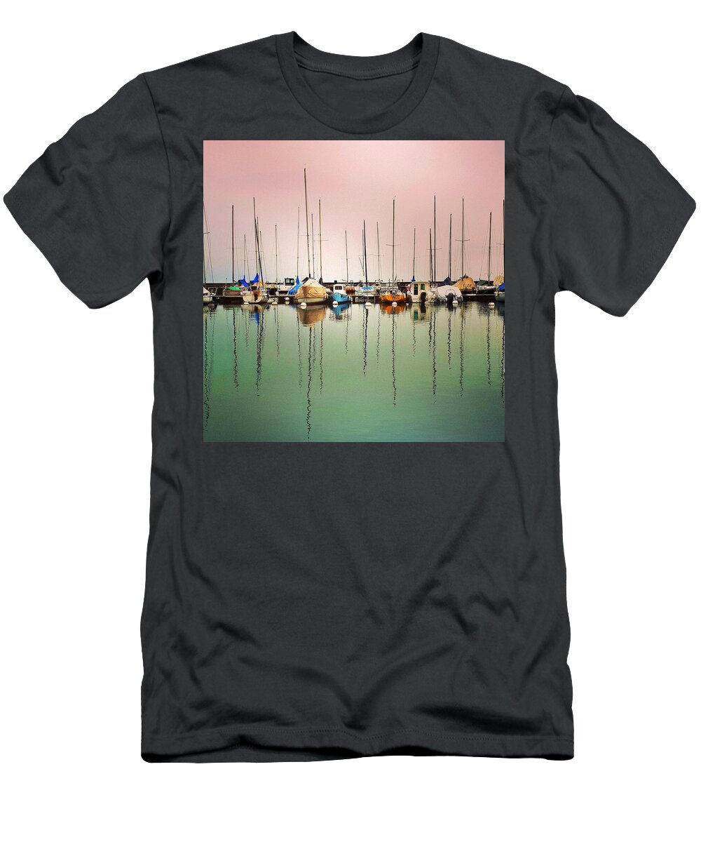 Harbor T-Shirt featuring the photograph Boats in the Fog by Andrea Whitaker