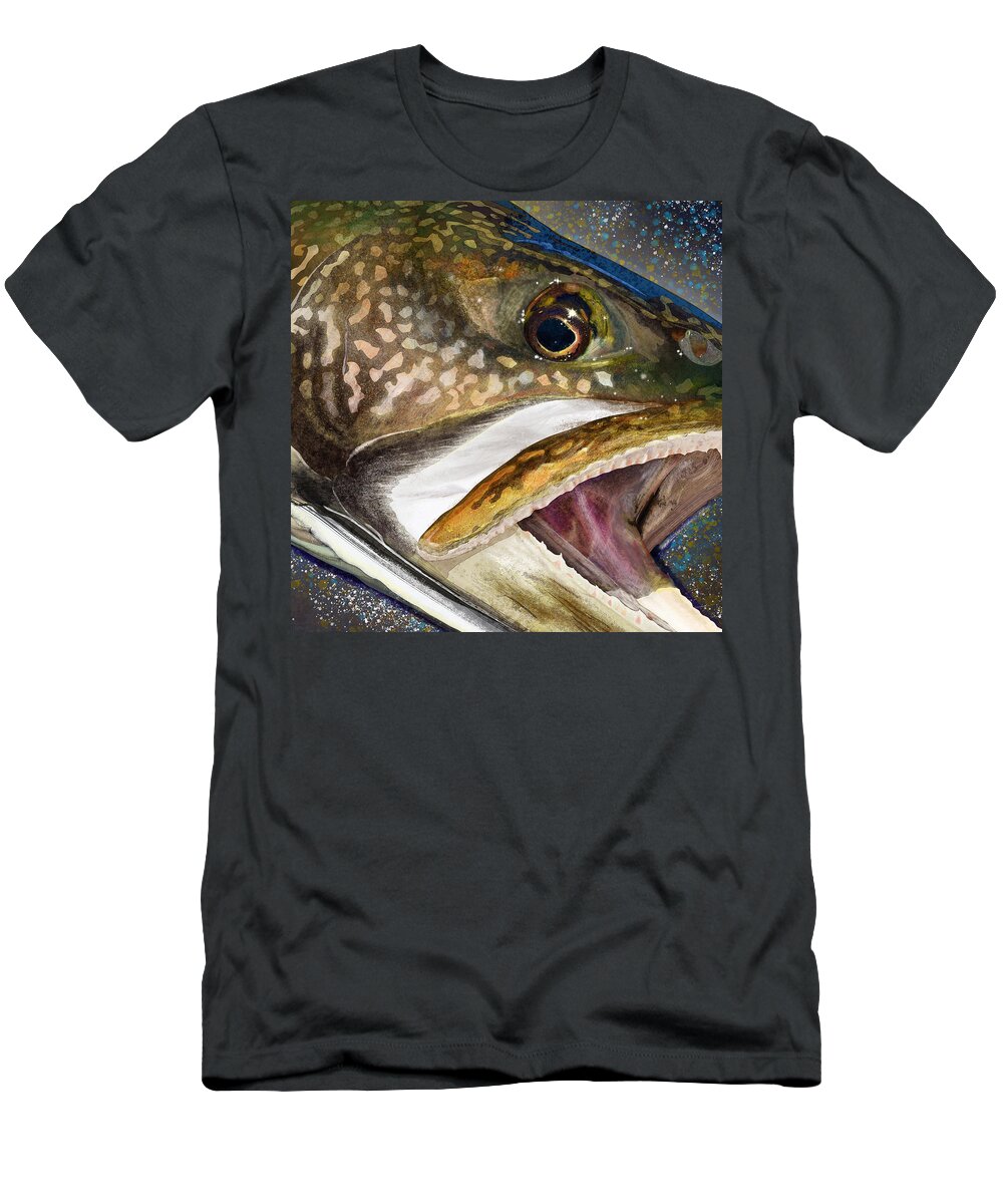 Lake Trout Head T-Shirt by Michael Higgins - Pixels
