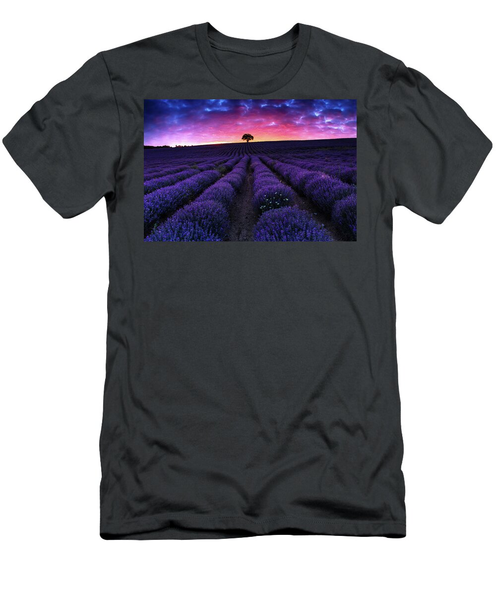 Afterglow T-Shirt featuring the photograph Lavender Dreams by Evgeni Dinev
