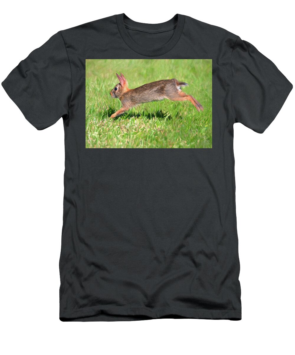 Rabbit T-Shirt featuring the photograph Leaping Leporidae by Art Cole