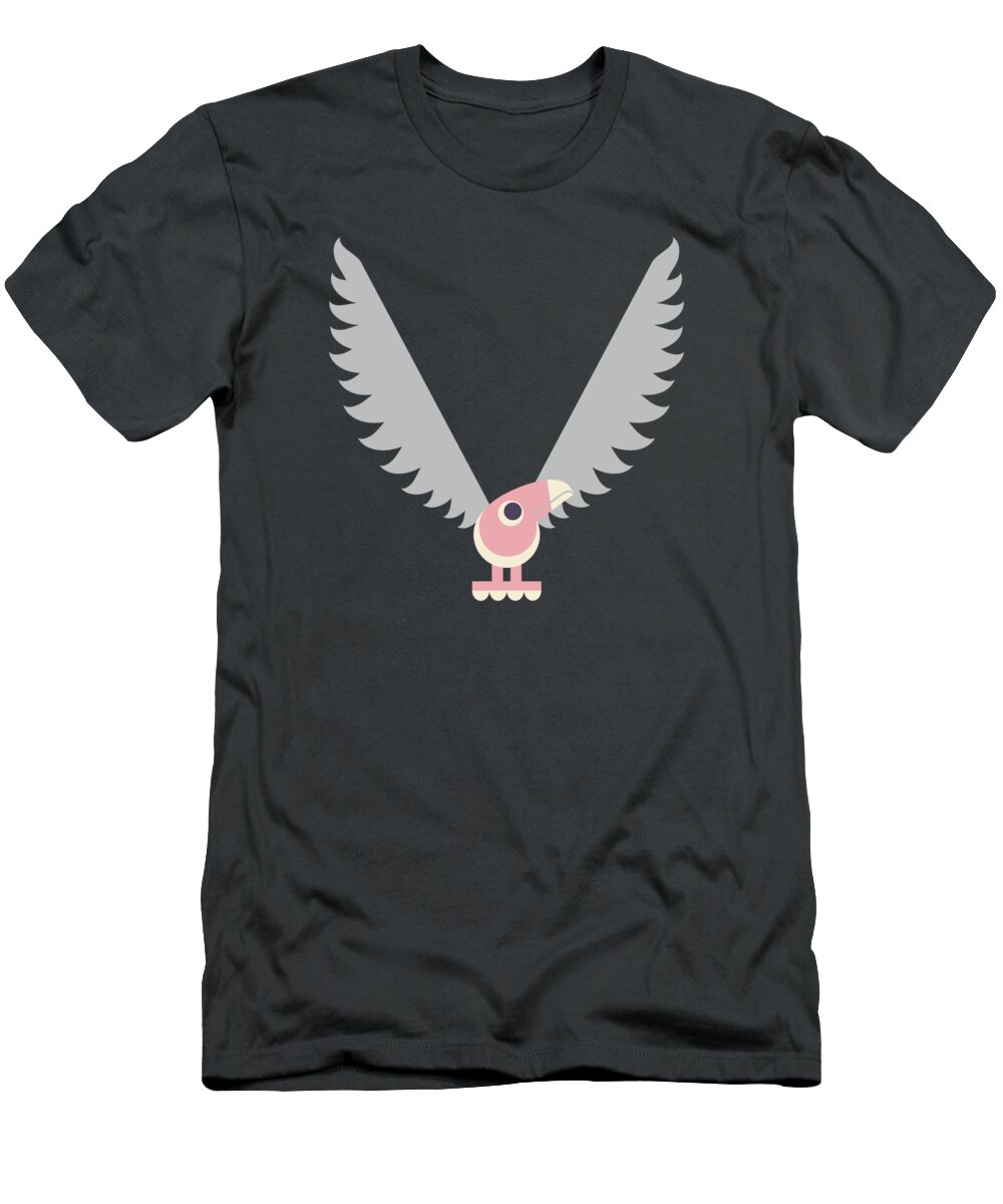 Animal Alphabet T-Shirt featuring the digital art Letter V - Animal Alphabet - Vulture Monogram by Jen Montgomery