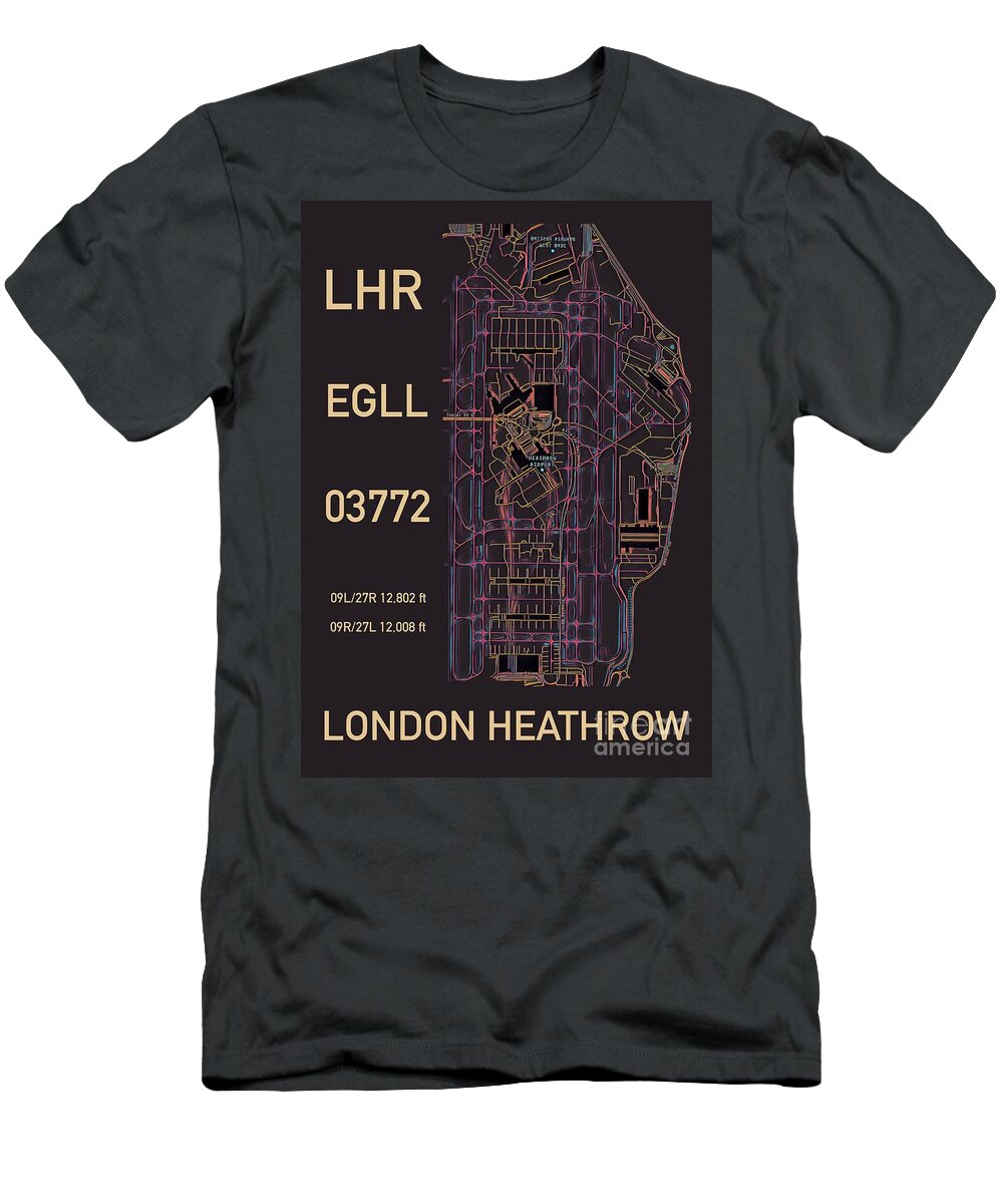 Heathrow T-Shirt featuring the digital art LHR London Heathrow by HELGE Art Gallery