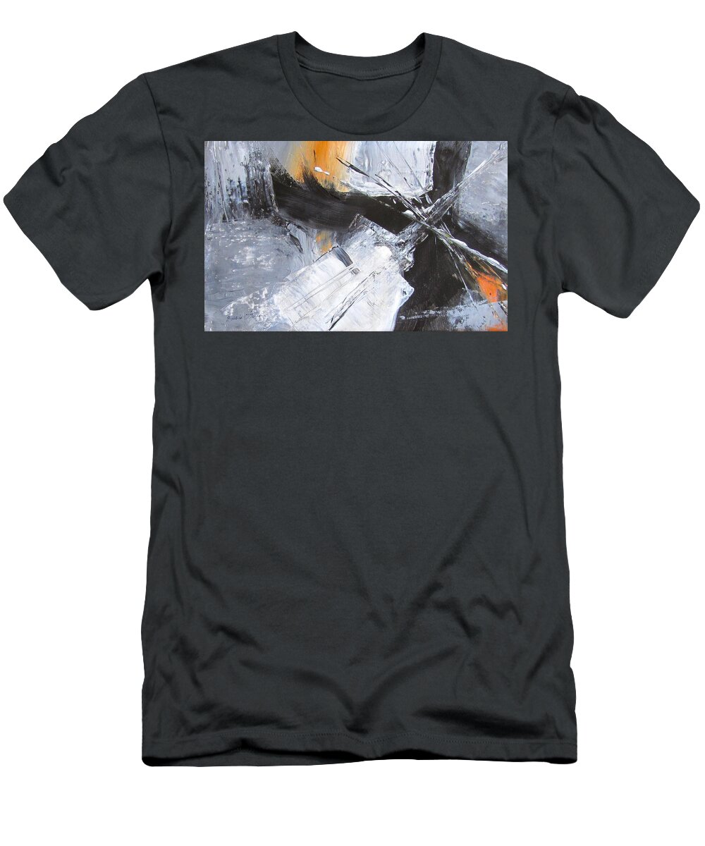 Rust T-Shirt featuring the painting Life's Cross Roads by Barbara O'Toole