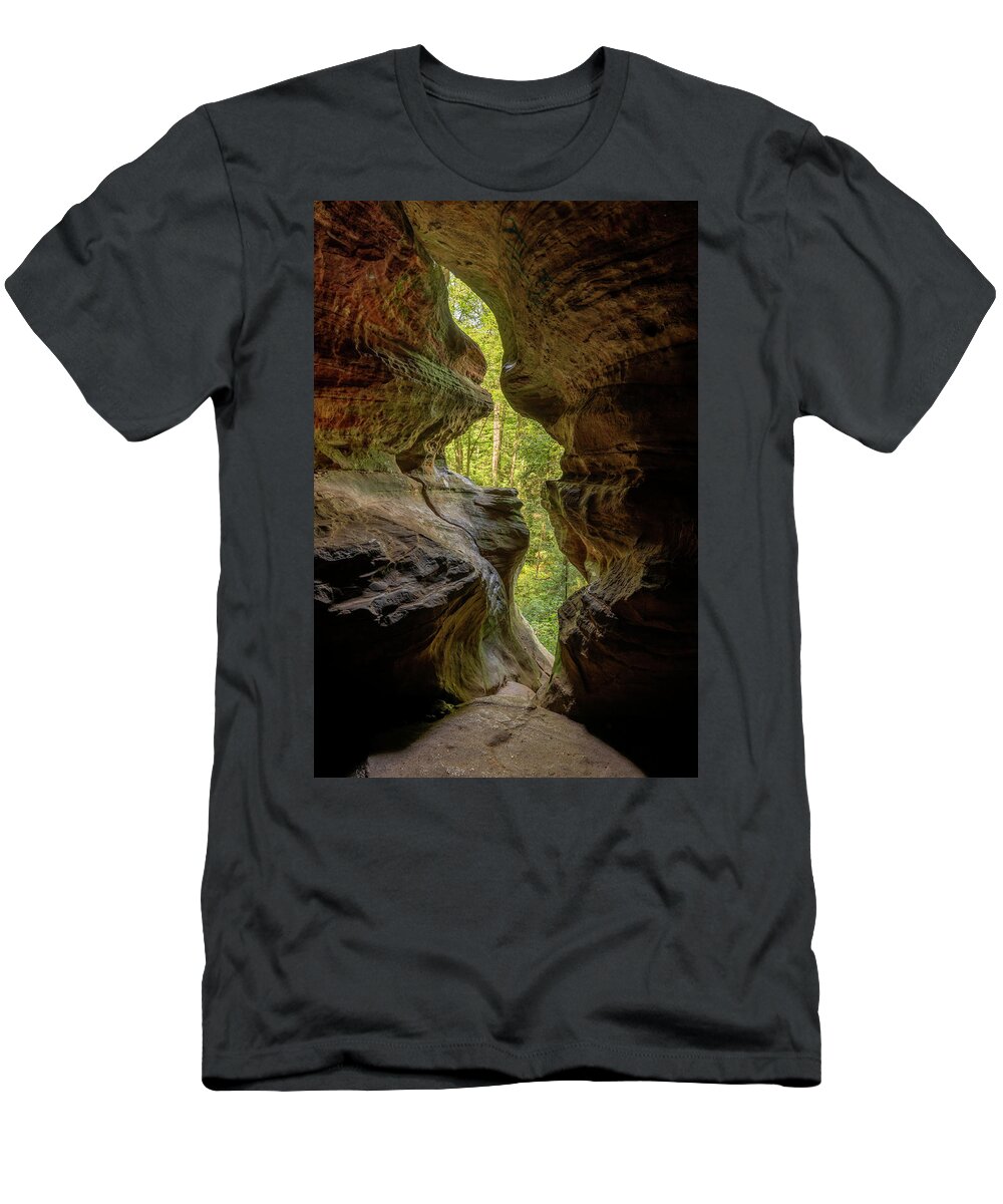 Cave T-Shirt featuring the photograph Light and Shadow by Arthur Oleary