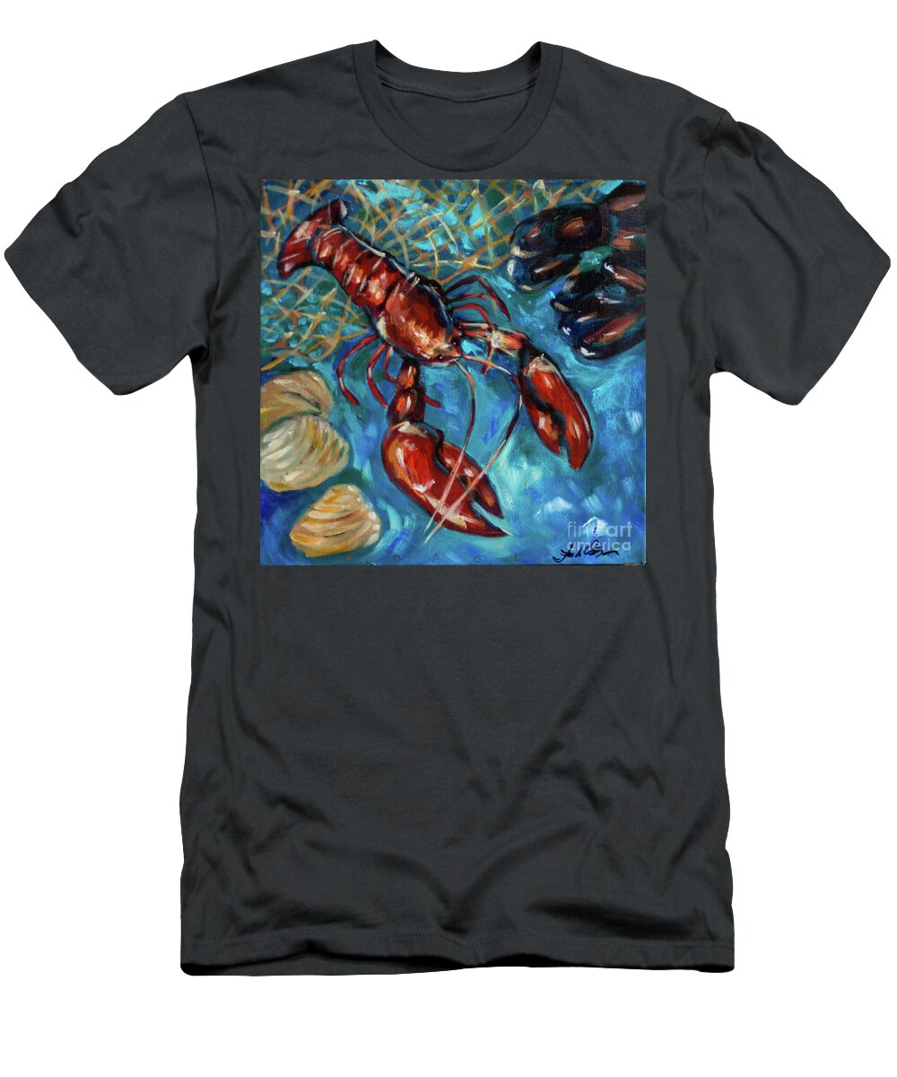 Ocean T-Shirt featuring the painting Lobster Dinner by Linda Olsen