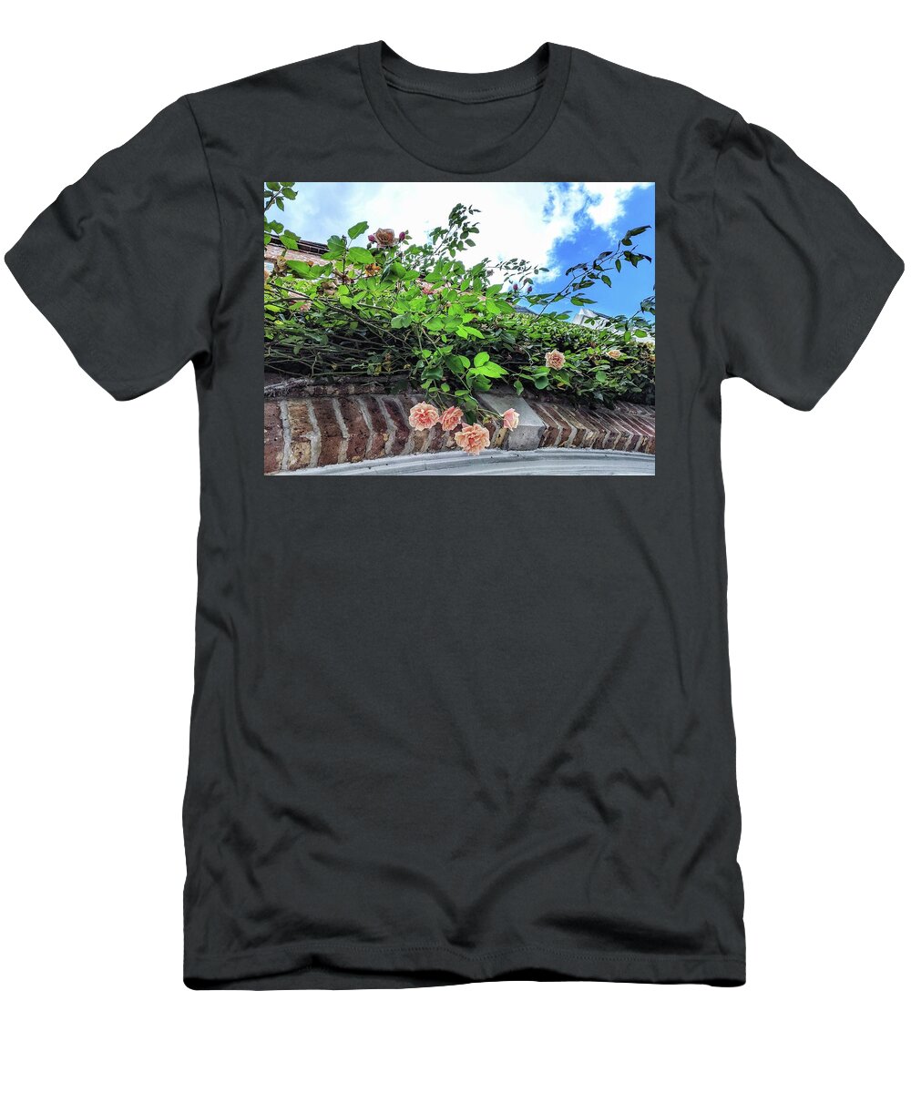 Peach Flowers T-Shirt featuring the photograph Look Up by Portia Olaughlin