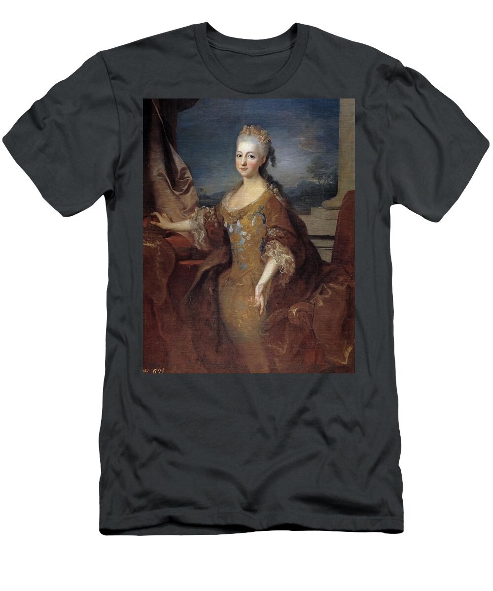 Jean Ranc T-Shirt featuring the painting 'Louise Elisabeth d'Orleans, Queen of Spain', 1724, French School, Oil on canvas, 127... by Jean Ranc -1674-1735-