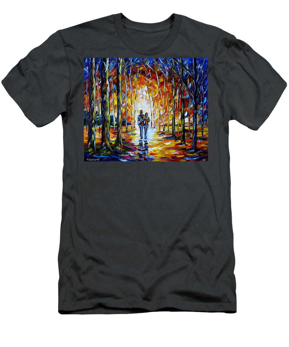 Park Landscape T-Shirt featuring the painting Lovers In The Park by Mirek Kuzniar