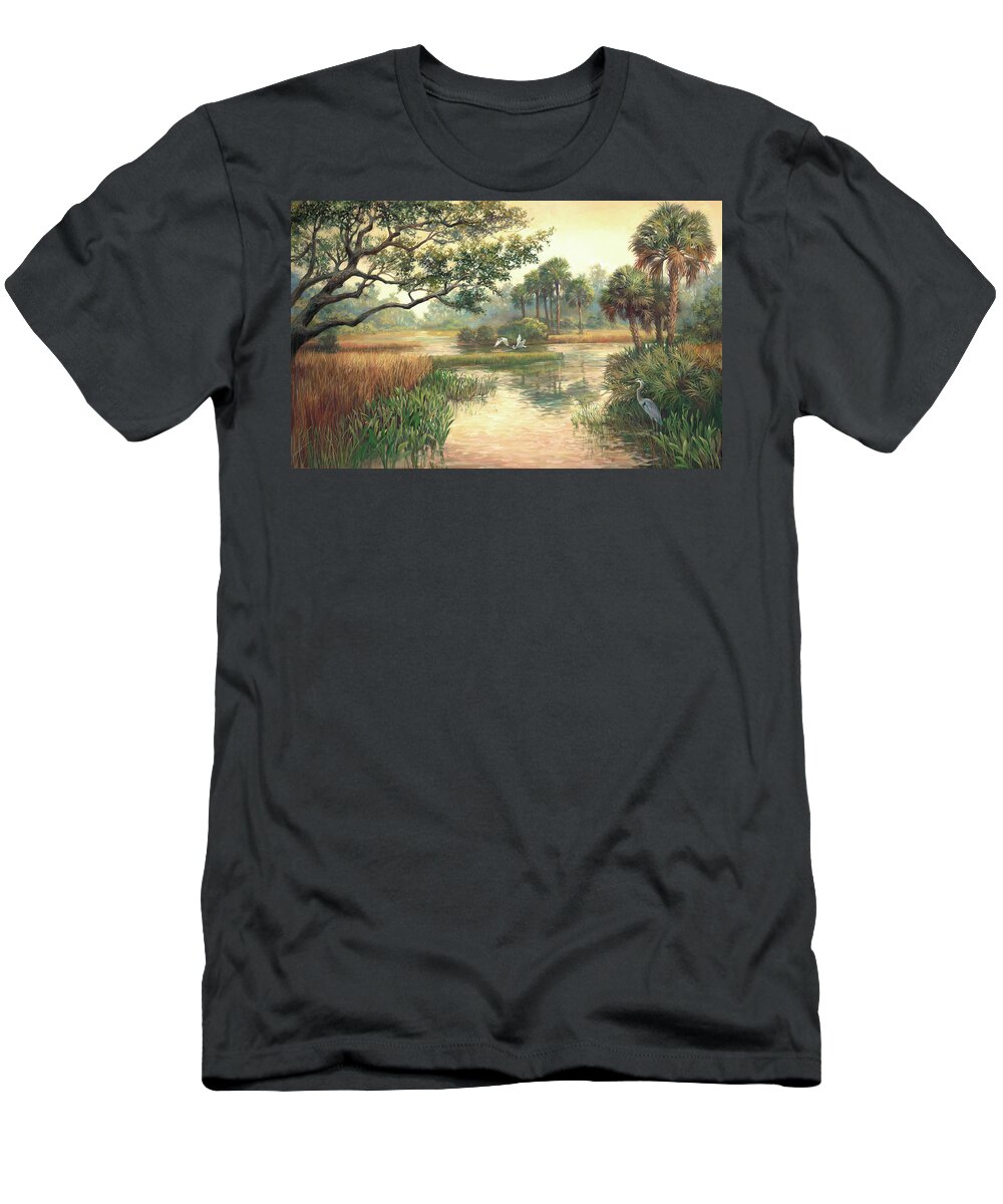 Romantic Landscape T-Shirt featuring the painting Low Country Morning by Laurie Snow Hein