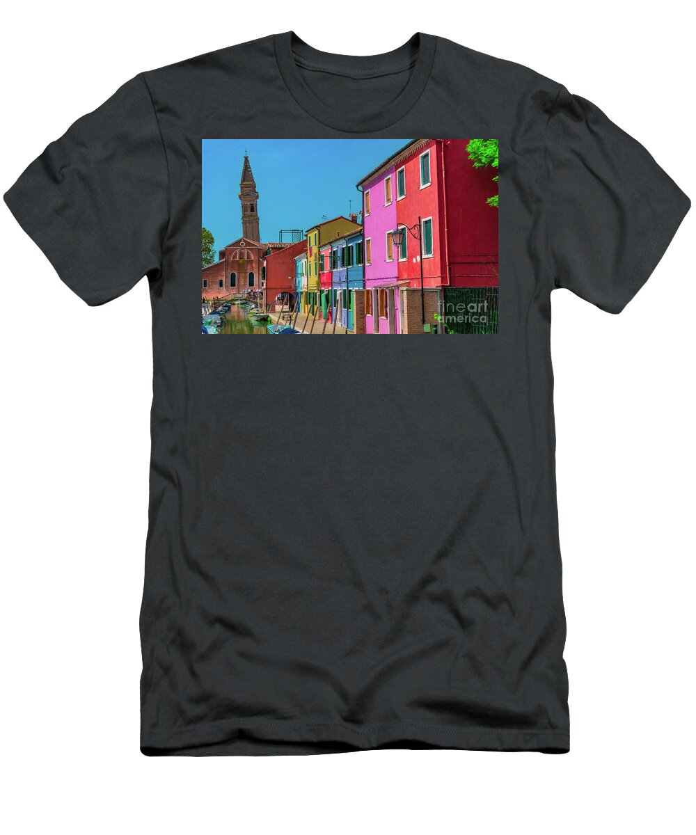 Venice T-Shirt featuring the photograph Magic colors in Burano Venice by The P