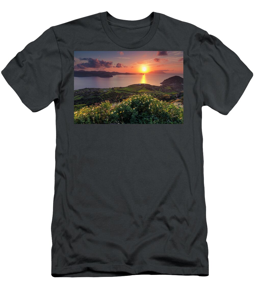 Aegean Sea T-Shirt featuring the photograph Magnificent Greek Sunset by Evgeni Dinev