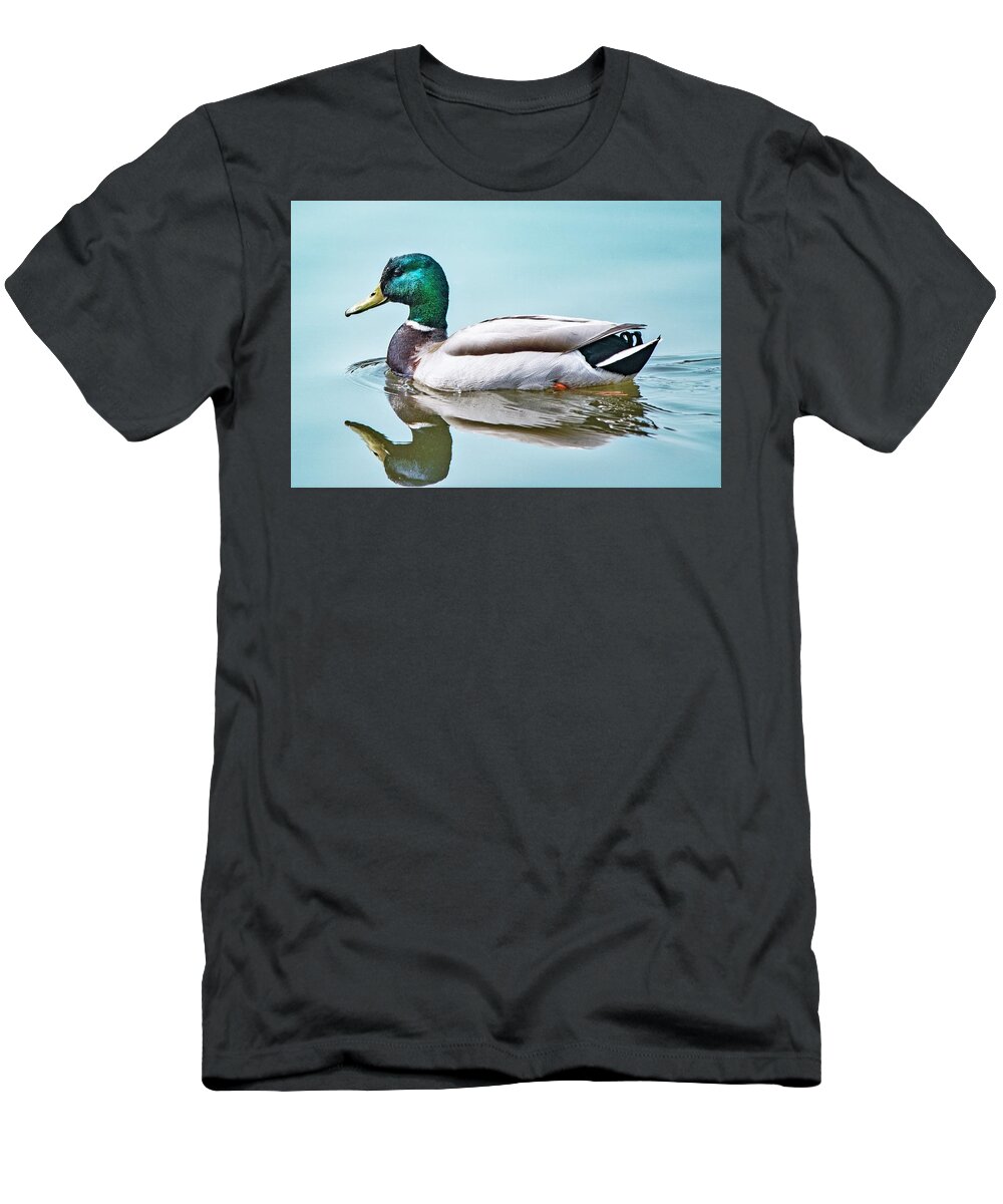 Male T-Shirt featuring the photograph Mallard Reflection by Mary Ann Artz