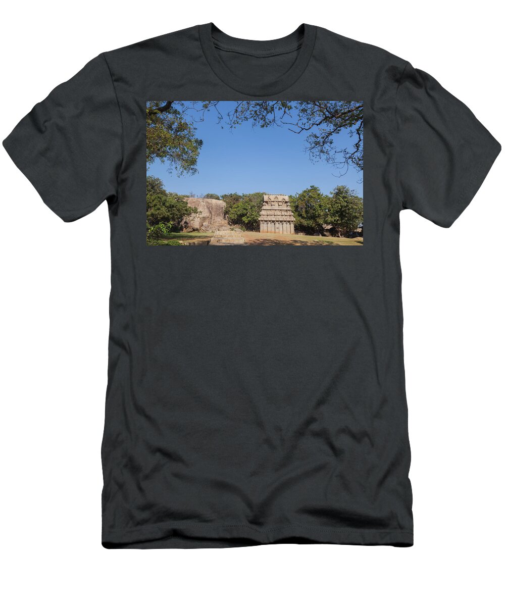 Architecture T-Shirt featuring the photograph Mamallapuram, Ganesha Ratha by Maria Heyens