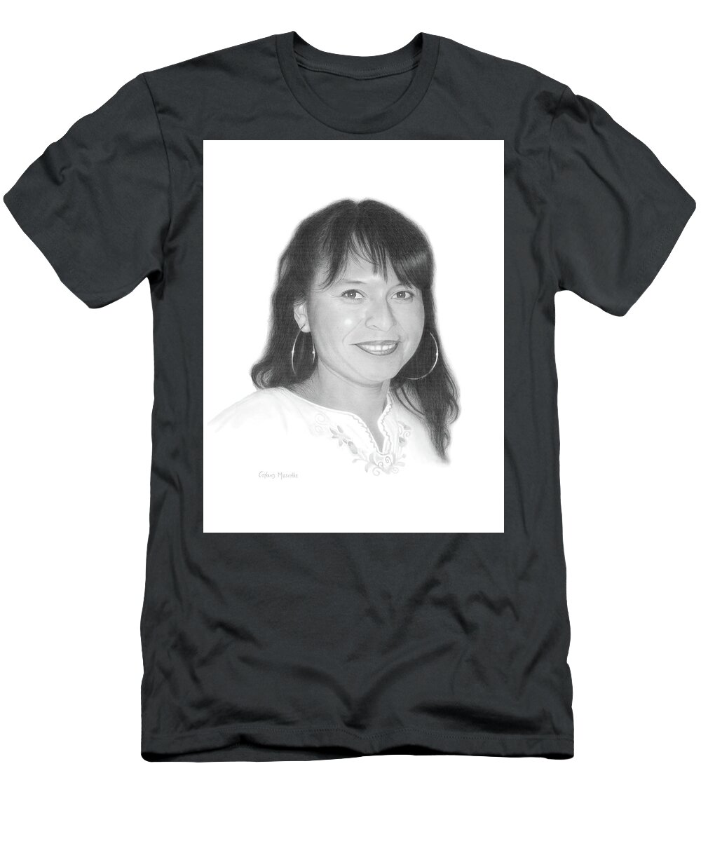 Portrait T-Shirt featuring the drawing Maria del Rocio Martinez Juarez by Conrad Mieschke