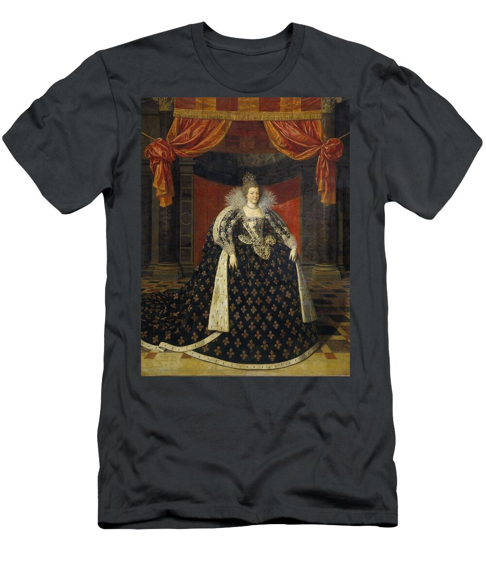 Canvas T-Shirt featuring the painting Marie de Medicis, Consort of Henry IV, King of France. by Frans Pourbus -II- -workshop of-