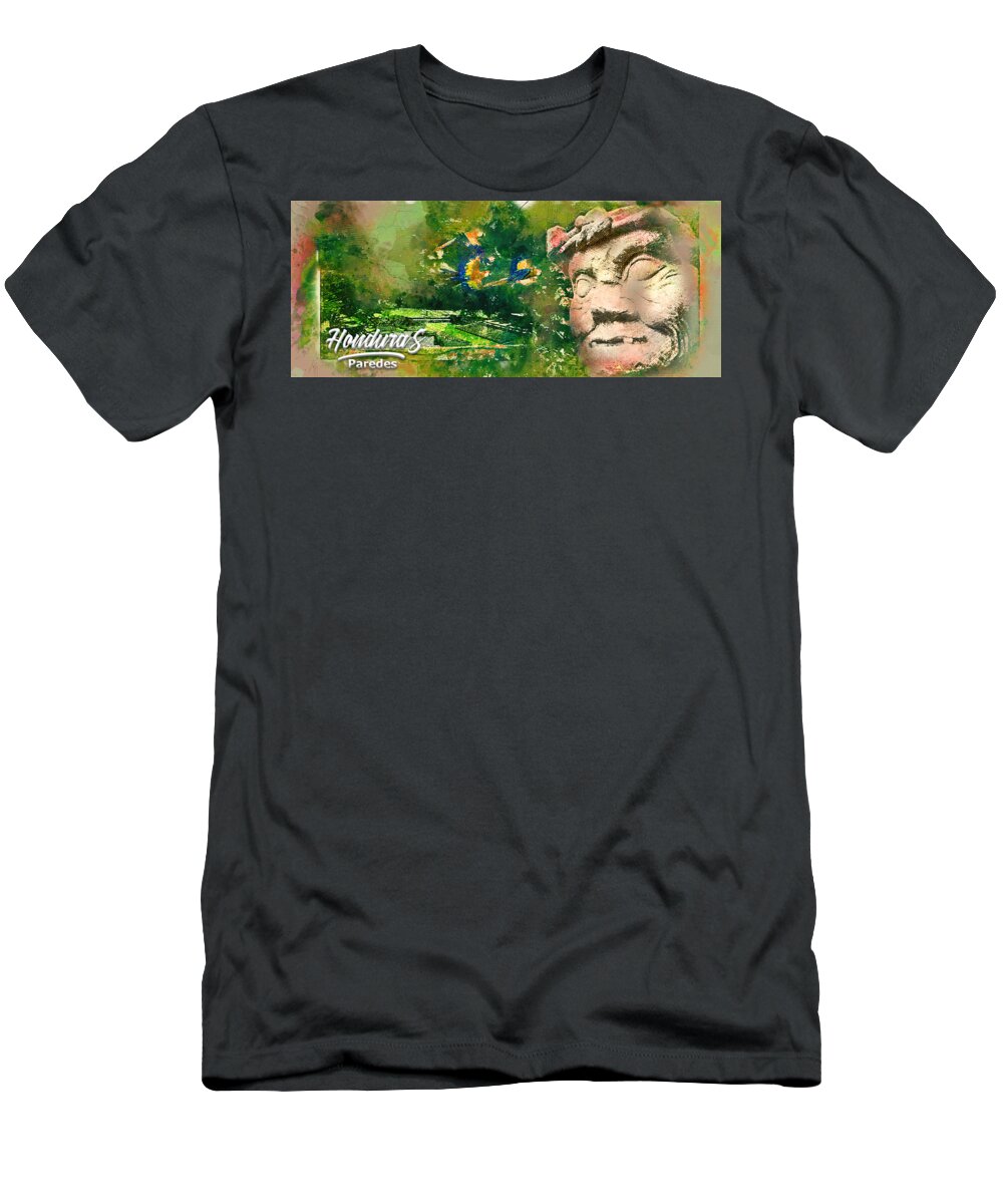 Watercolor T-Shirt featuring the painting Mayan Heritage by Carlos Paredes Grogan