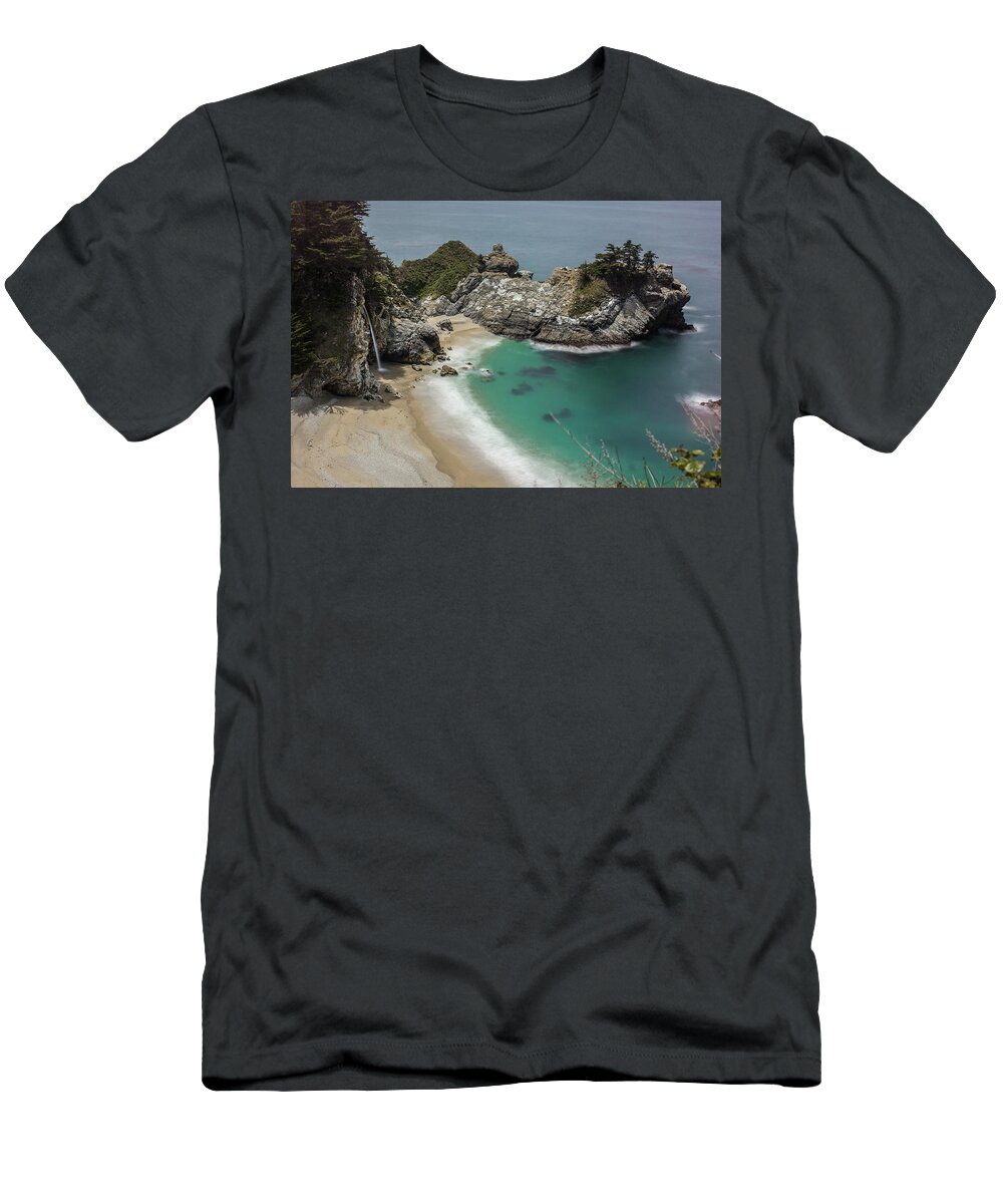 Waterfall T-Shirt featuring the photograph McWay waterfall, Big Sur, California by Julieta Belmont