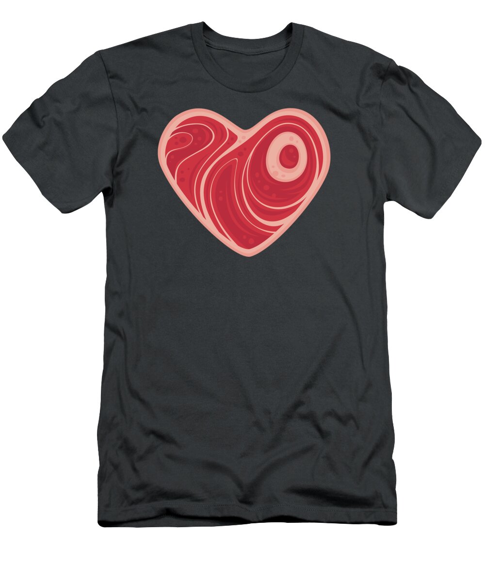 Meat T-Shirt featuring the digital art Meat Heart by John Schwegel