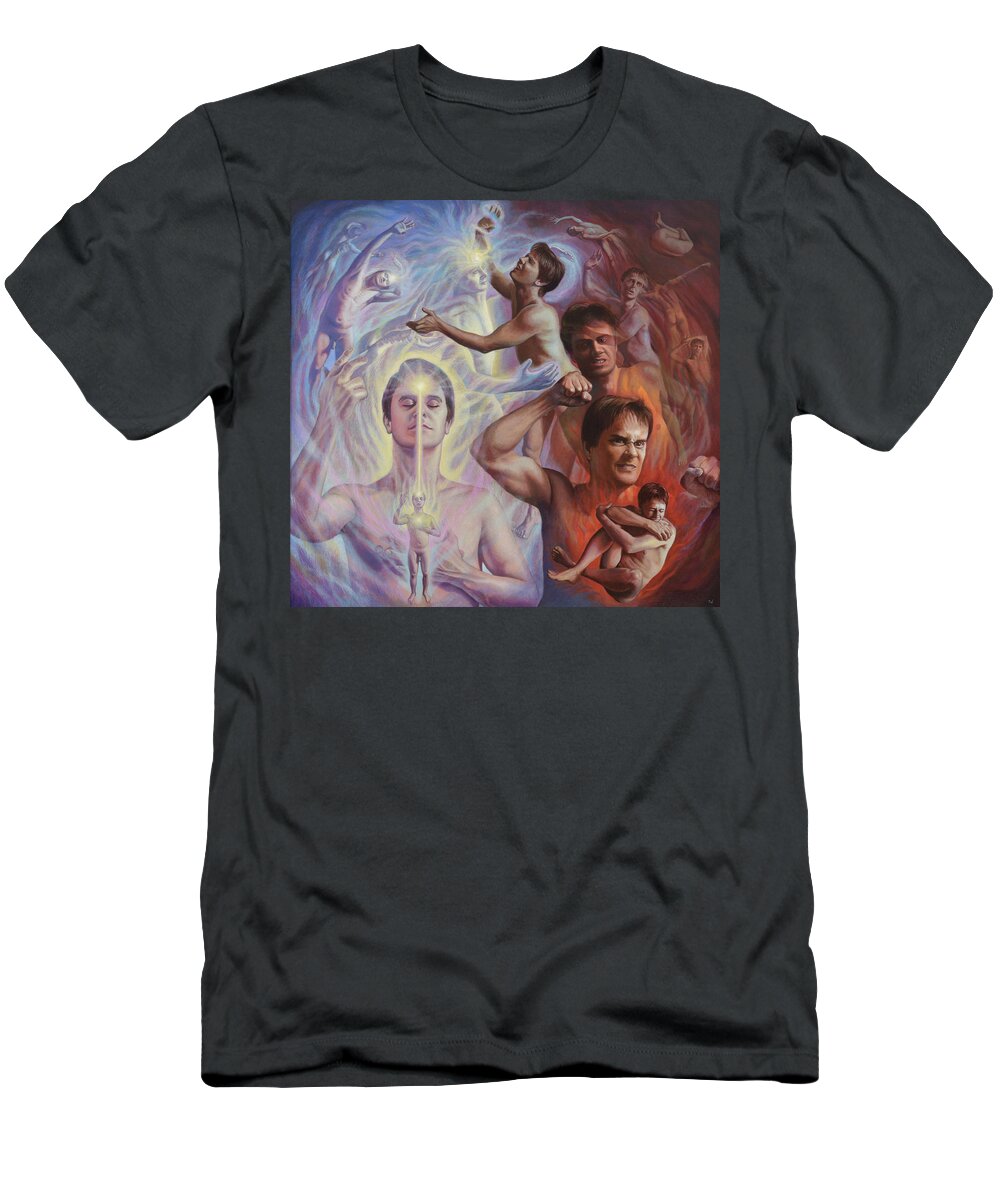 Spiritual T-Shirt featuring the mixed media Mental Bodies by Miguel Tio
