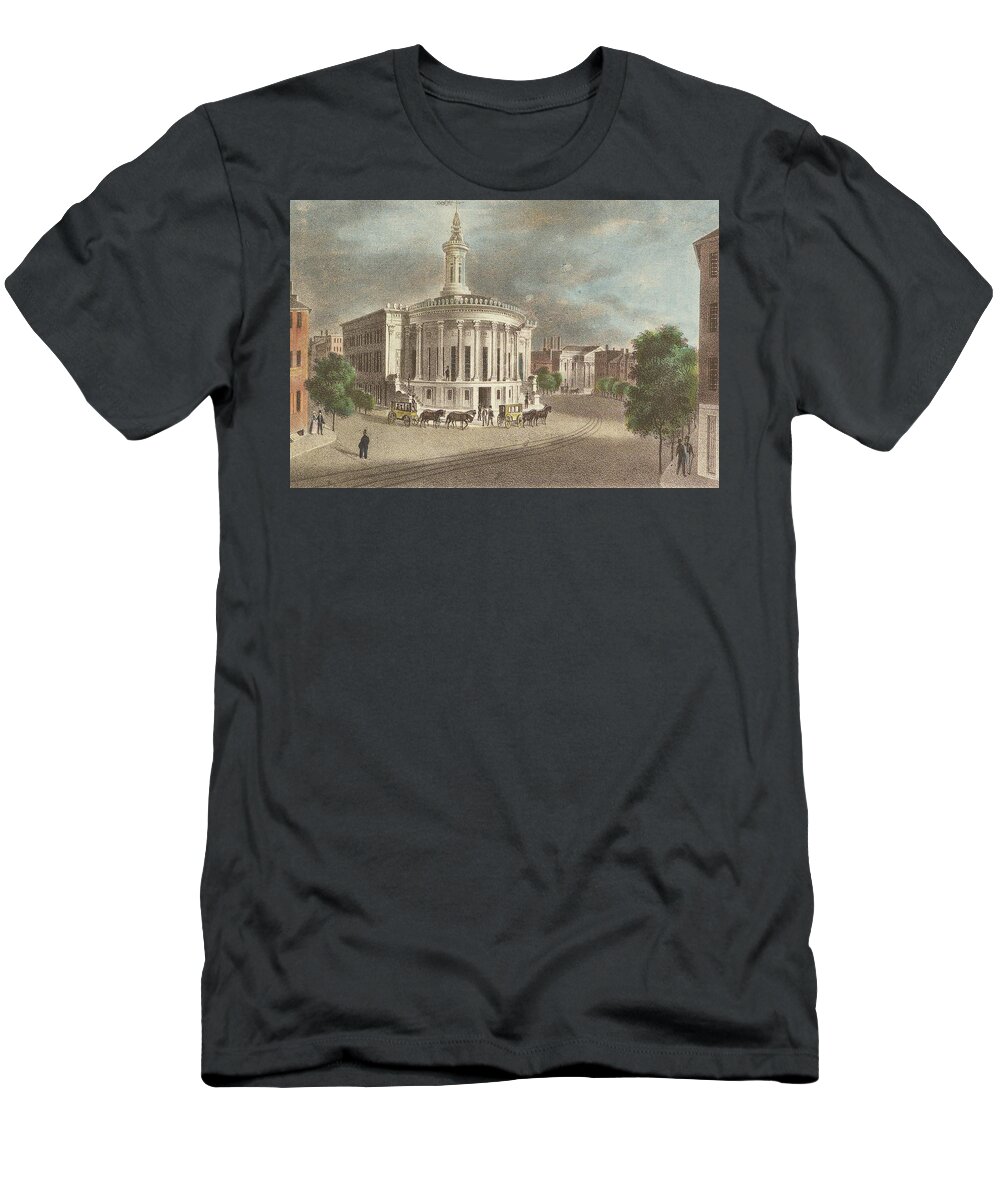Merchants Exchange T-Shirt featuring the drawing Merchants Exchange, 1838 by J C Wild