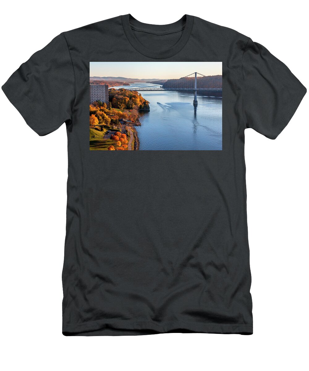 Estock T-Shirt featuring the digital art Mid Hudson Bridge & Hudson River, Ny by Lumiere