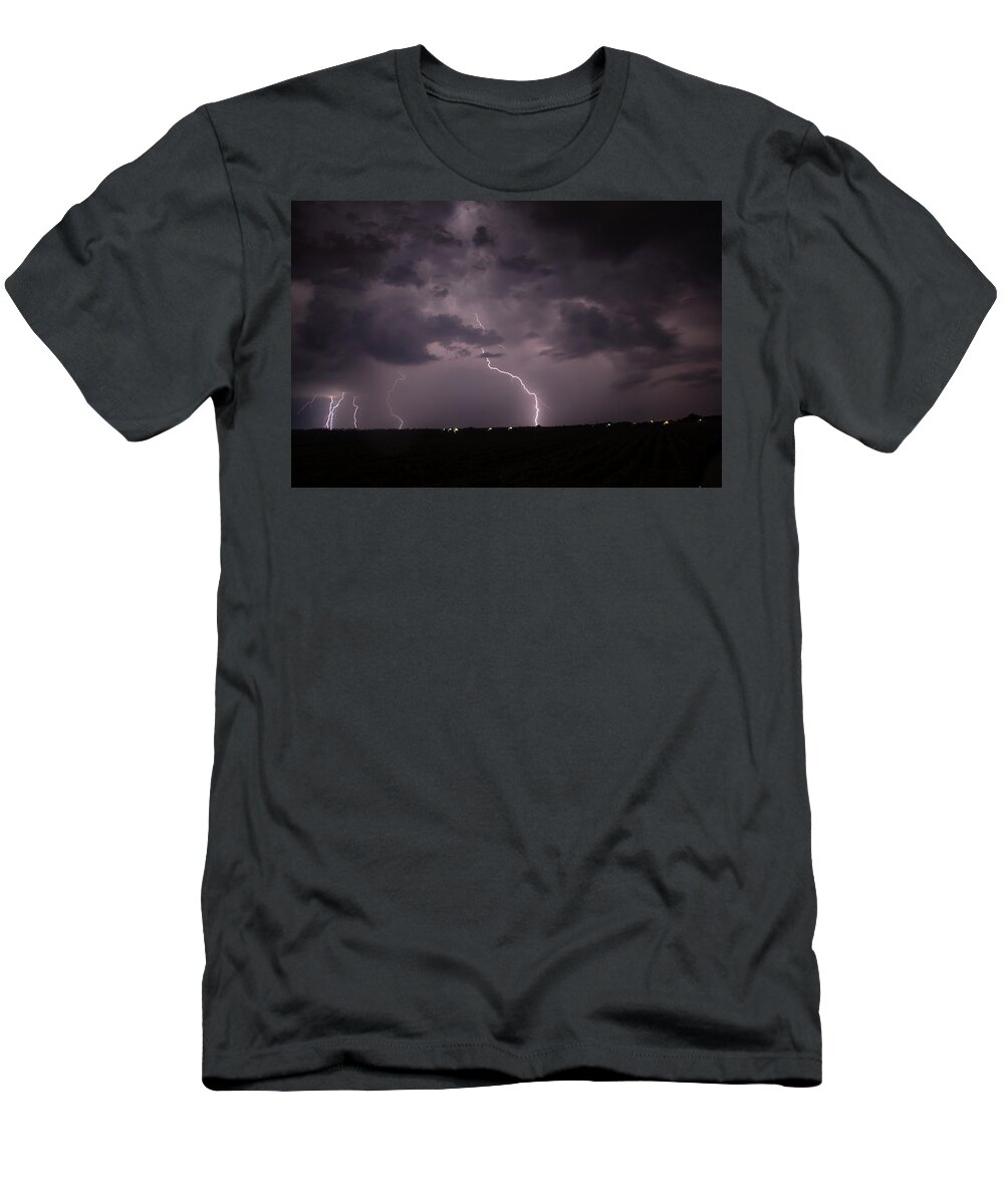 Nebraskasc T-Shirt featuring the photograph Mid July Nebraska Lightning 008 by Dale Kaminski