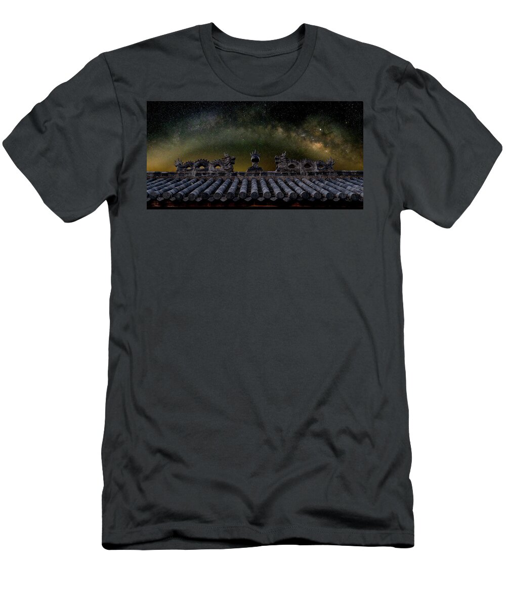 Landscape T-Shirt featuring the photograph Milky Way Arch over Chinese Temple Roof by William Dickman
