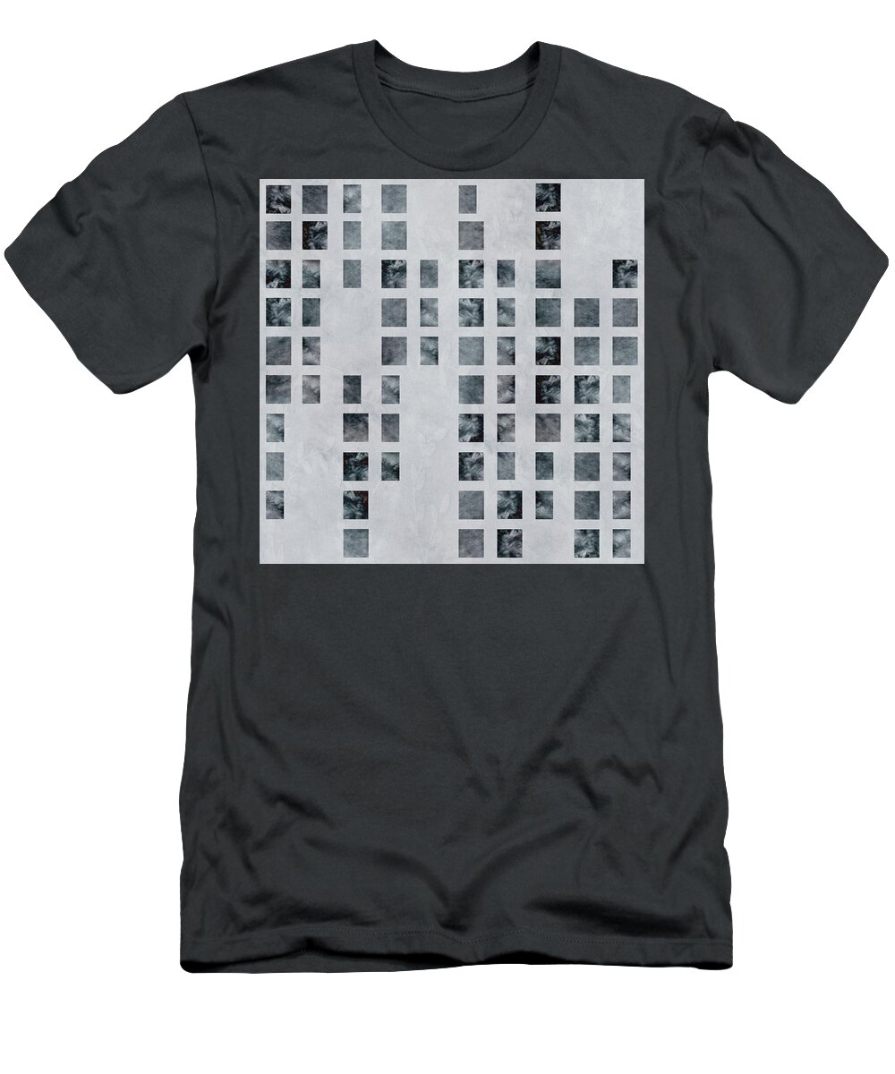 Contemporary T-Shirt featuring the digital art Moody Blues Data Pattern by Sand And Chi