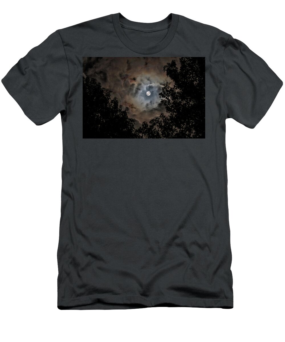 Moon T-Shirt featuring the photograph Moon and Clouds 2 by Allin Sorenson